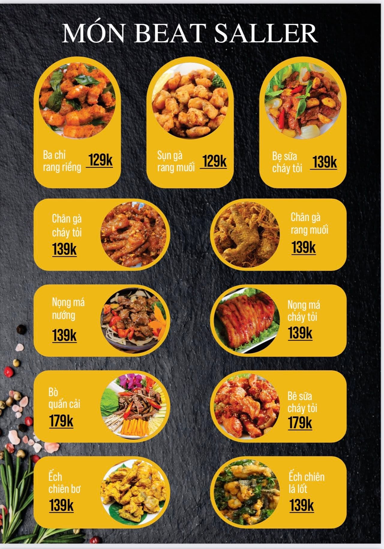 Best seller menu