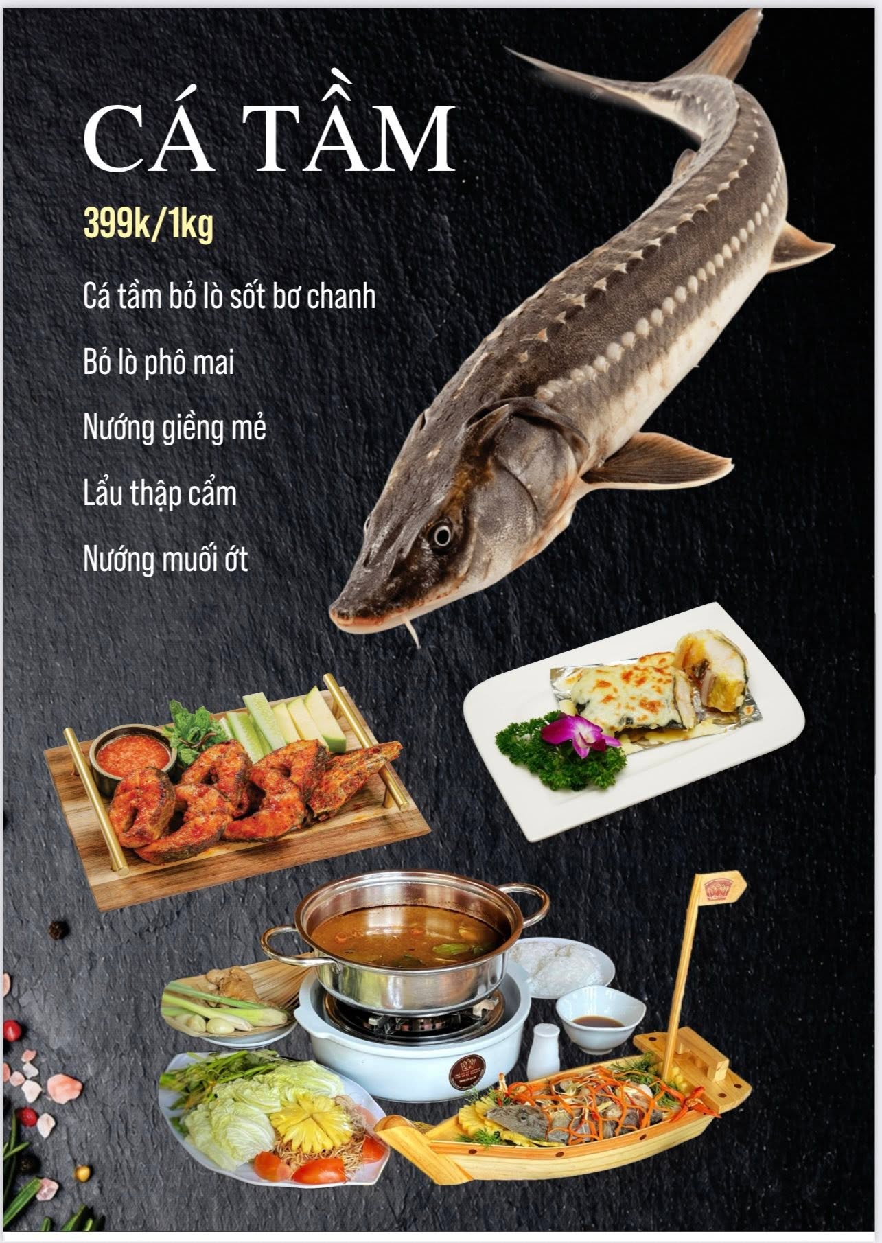 Cá tầm menu