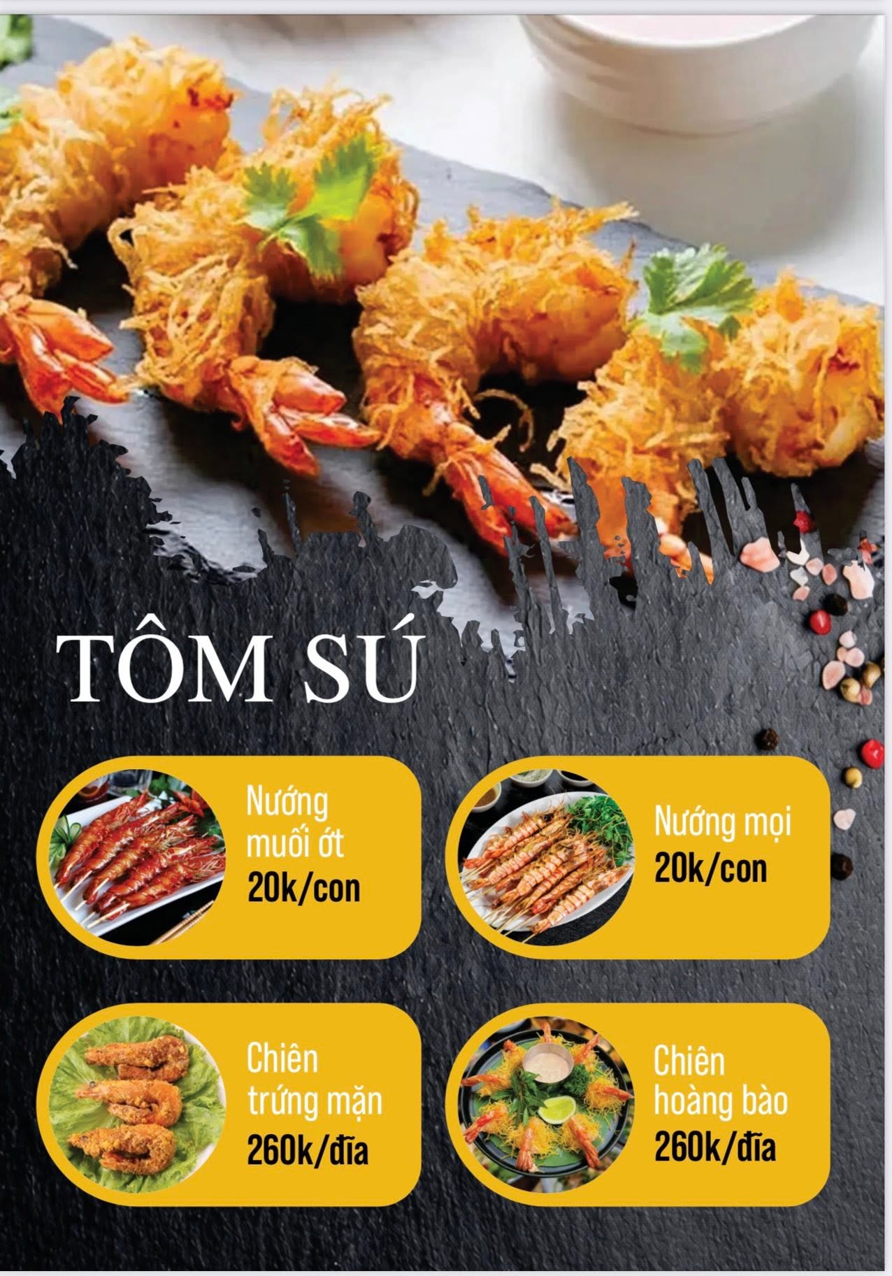 Tôm sú menu